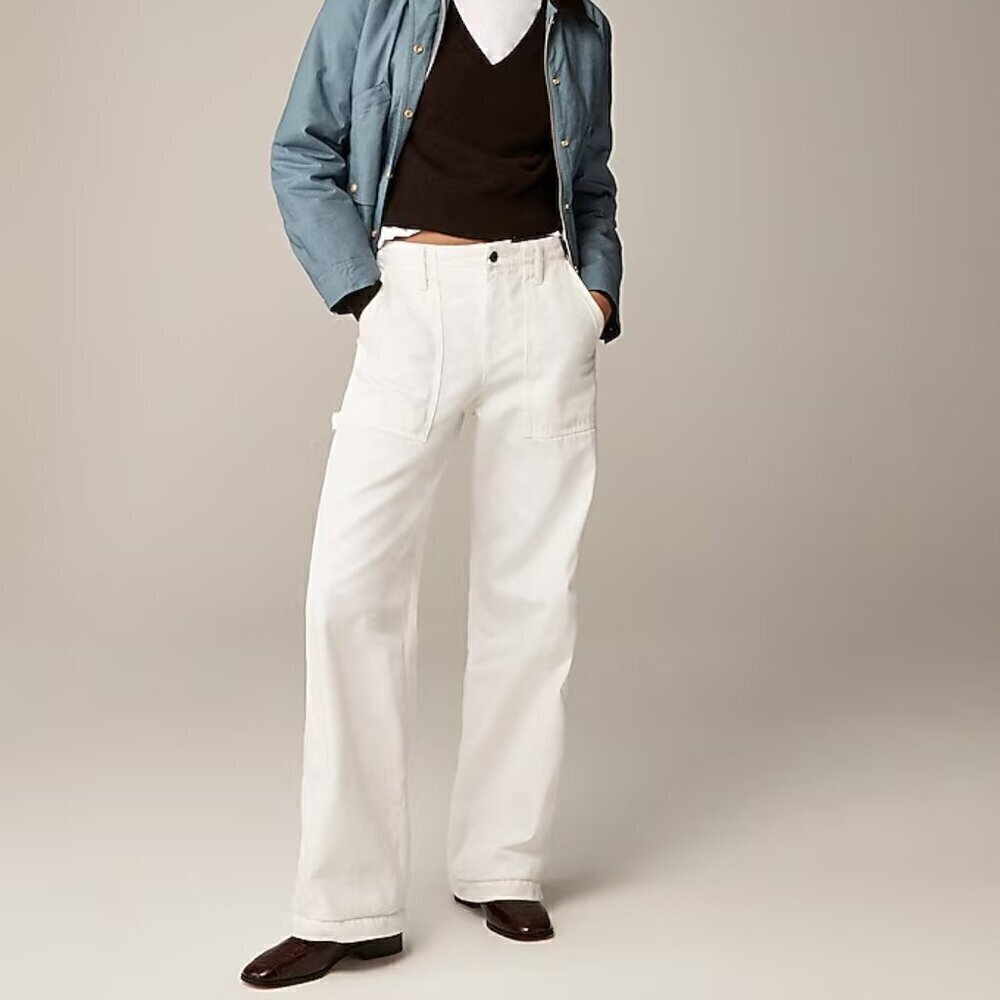 J. Crew Point Sur Wide-Leg Carpenter Jeans White Size 29 NWT